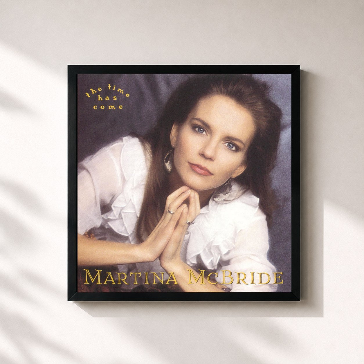 #noir Tableau carré de l'album The Time Has Come de Martina McBride, cadre noir 32x32 cm