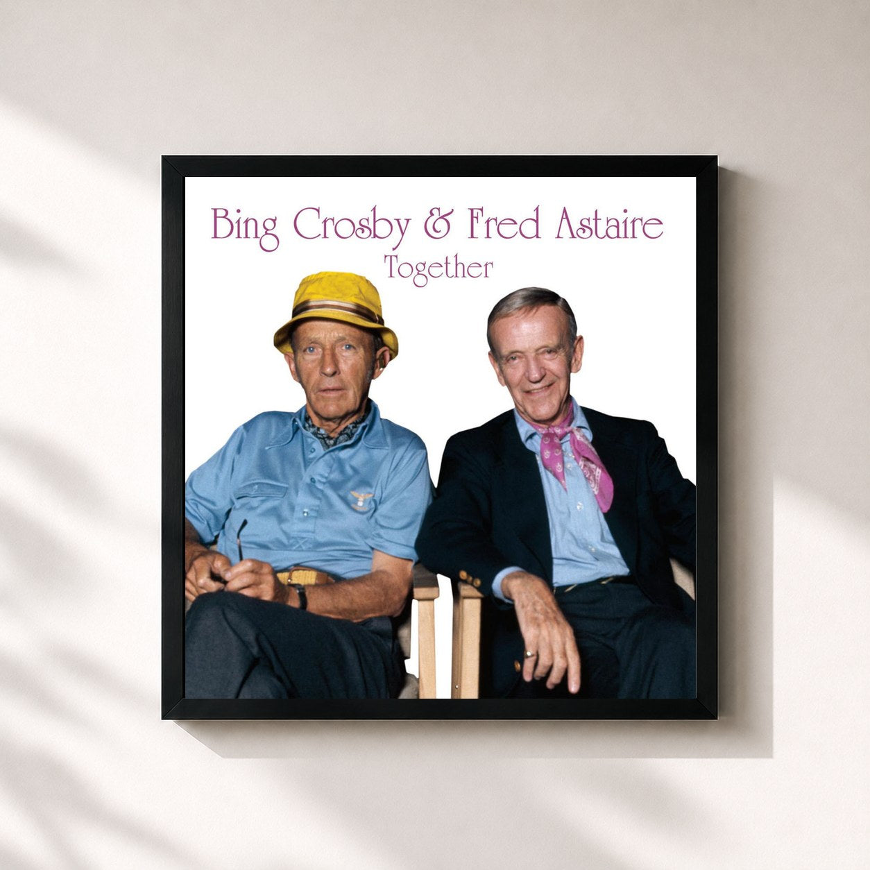 #noir Tableau carré de l'album Together de Bing Crosby, cadre noir 32x32 cm