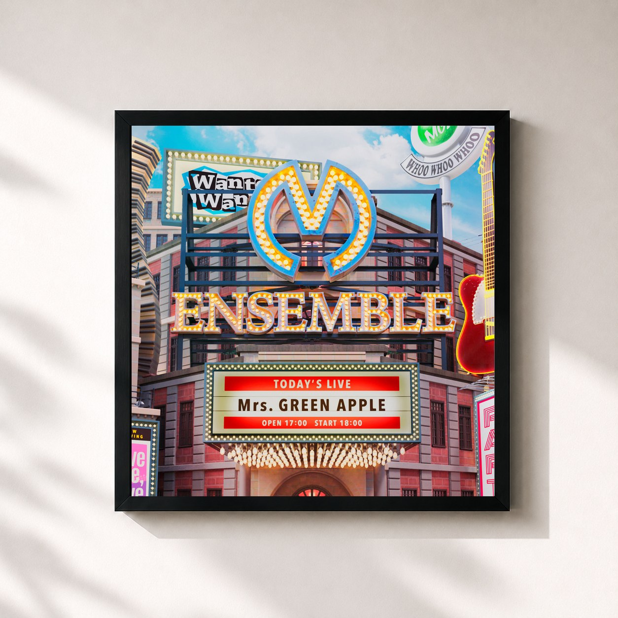#noir Tableau carré de l'album Ensemble de Mrs. Green Apple, cadre noir 32x32 cm