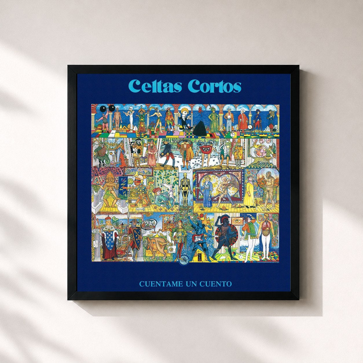 #noir Tableau carré de l'album Cuentame Un Cuento de Celtas Cortos, cadre noir 32x32 cm