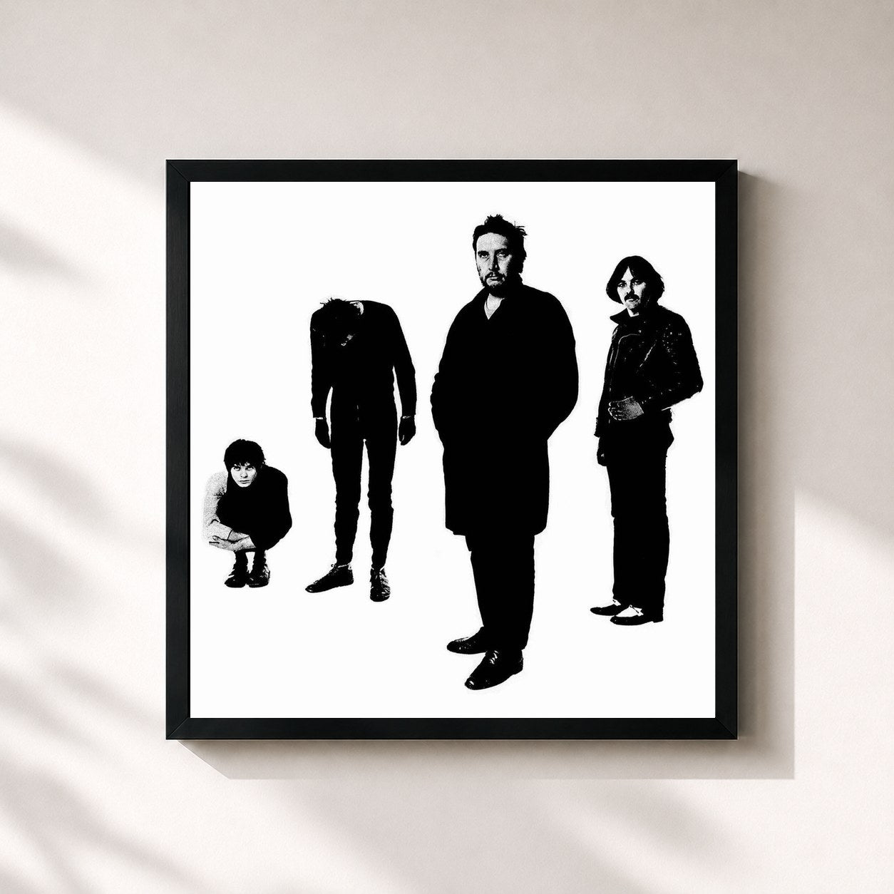 #noir Tableau carré de l'album Black and White de The Stranglers, cadre noir 32x32 cm