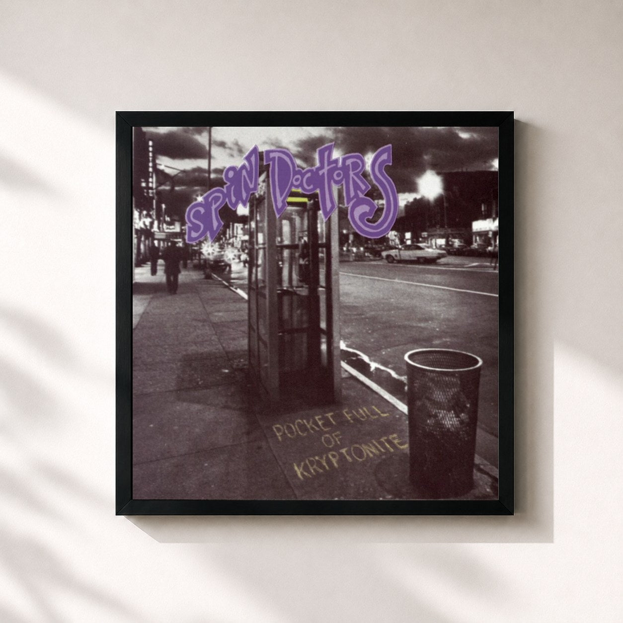 #noir Tableau carré de l'album Pocket Full Of Kryptonite de Spin Doctors, cadre noir 32x32 cm