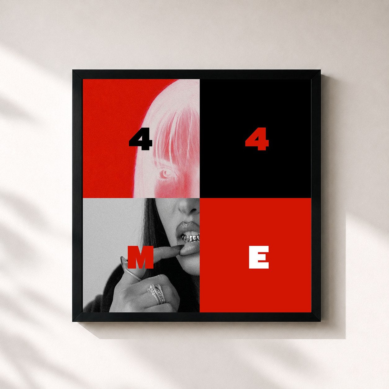 #noir Tableau carré de l'album 44 ME de Juju, cadre noir 32x32 cm