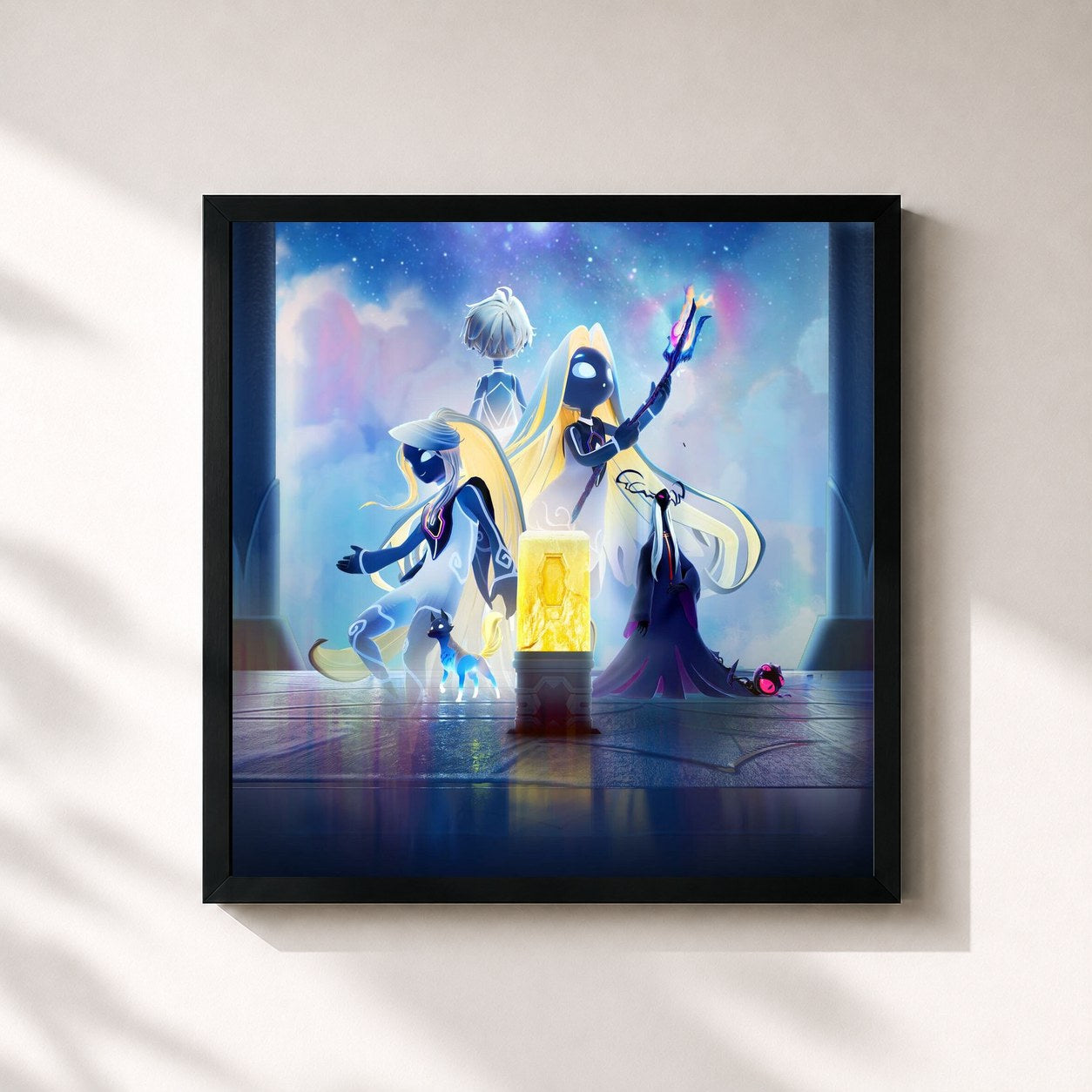 #noir Tableau carré de l'album The Traveller Across Dimensions de Ben&Ben, cadre noir 32x32 cm
