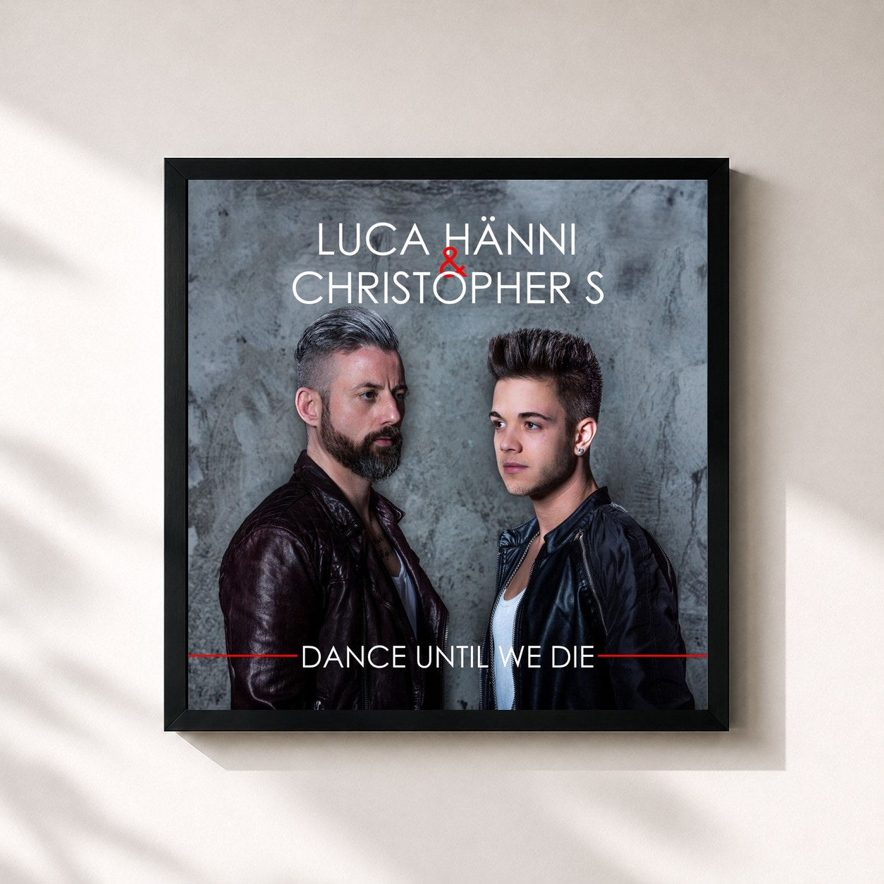 #noir Tableau carré de l'album Dance Until We Die de Luca Hänni, cadre noir 32x32 cm