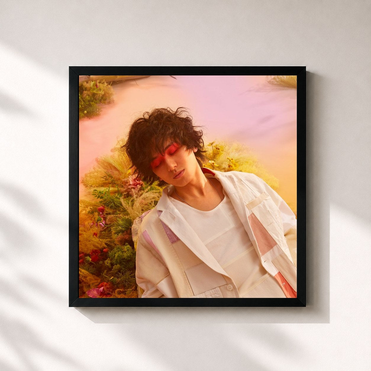 #noir Tableau carré de l'album LOVE ALL COVER ALL de Fujii Kaze, cadre noir 32x32 cm