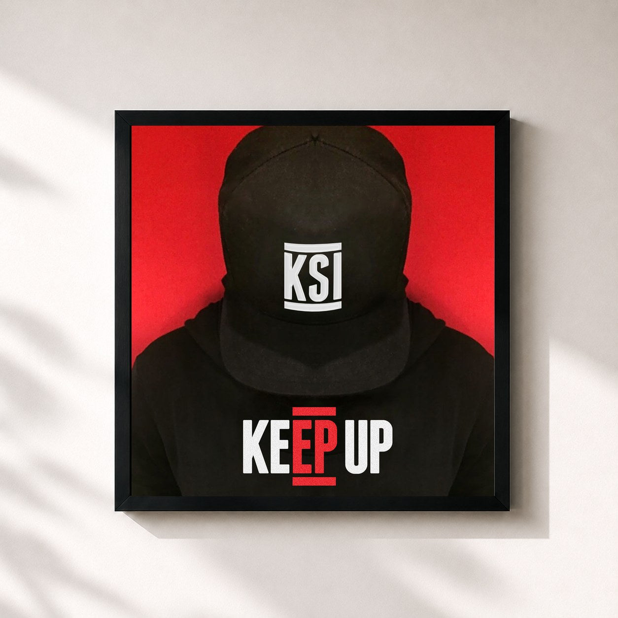 #noir Tableau carré de l'album Keep Up de KSI, cadre noir 32x32 cm