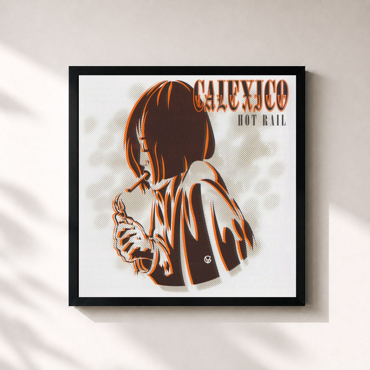#noir Tableau carré de l'album Hot Rail de Calexico, cadre noir 32x32 cm