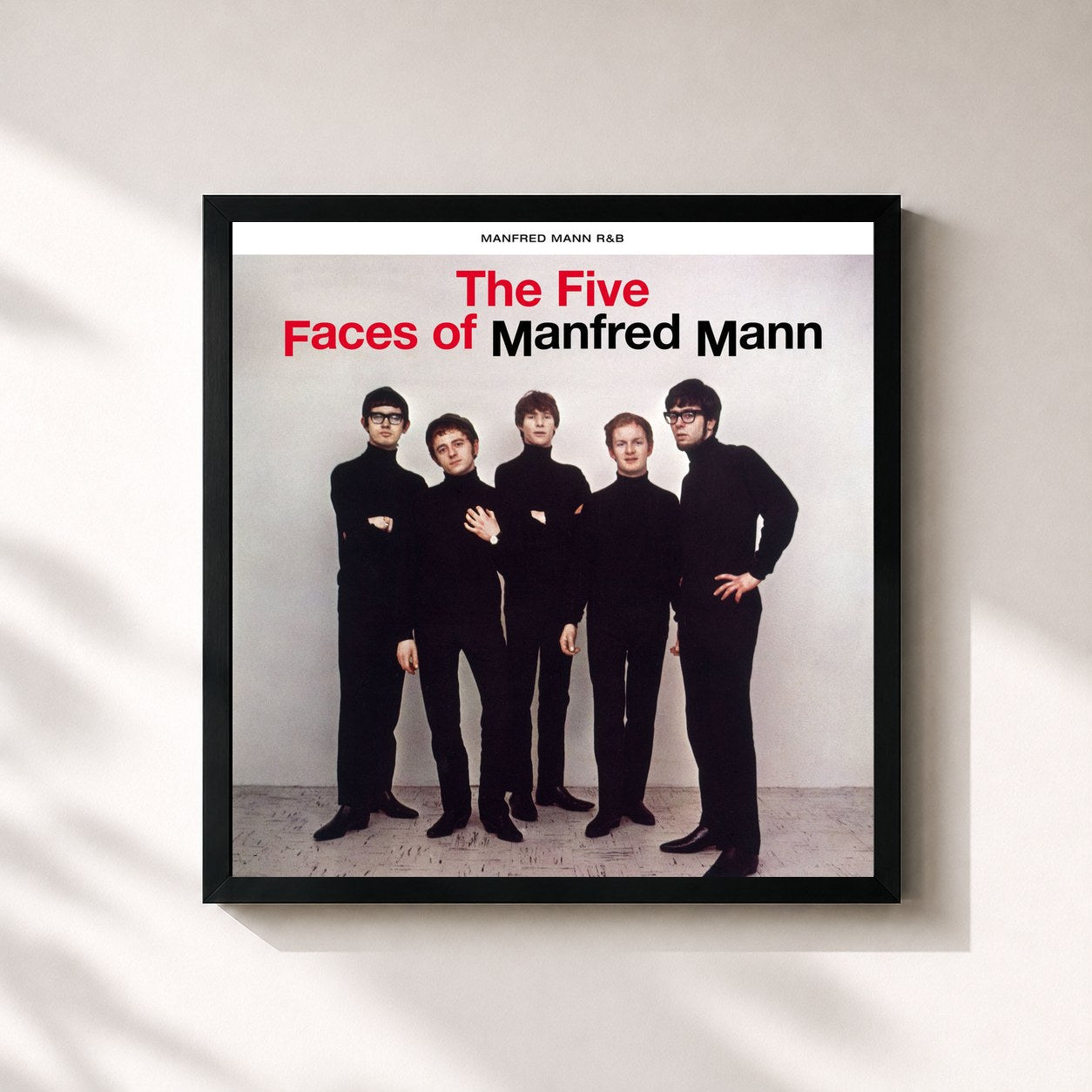 #noir Tableau carré de l'album The Five Faces of Manfred Mann de Manfred Mann, cadre noir 32x32 cm