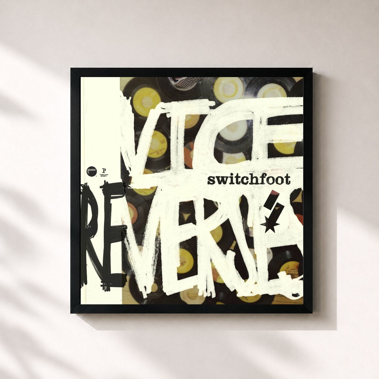#noir Tableau carré de l'album Vice Re-Verses de Switchfoot, cadre noir 32x32 cm