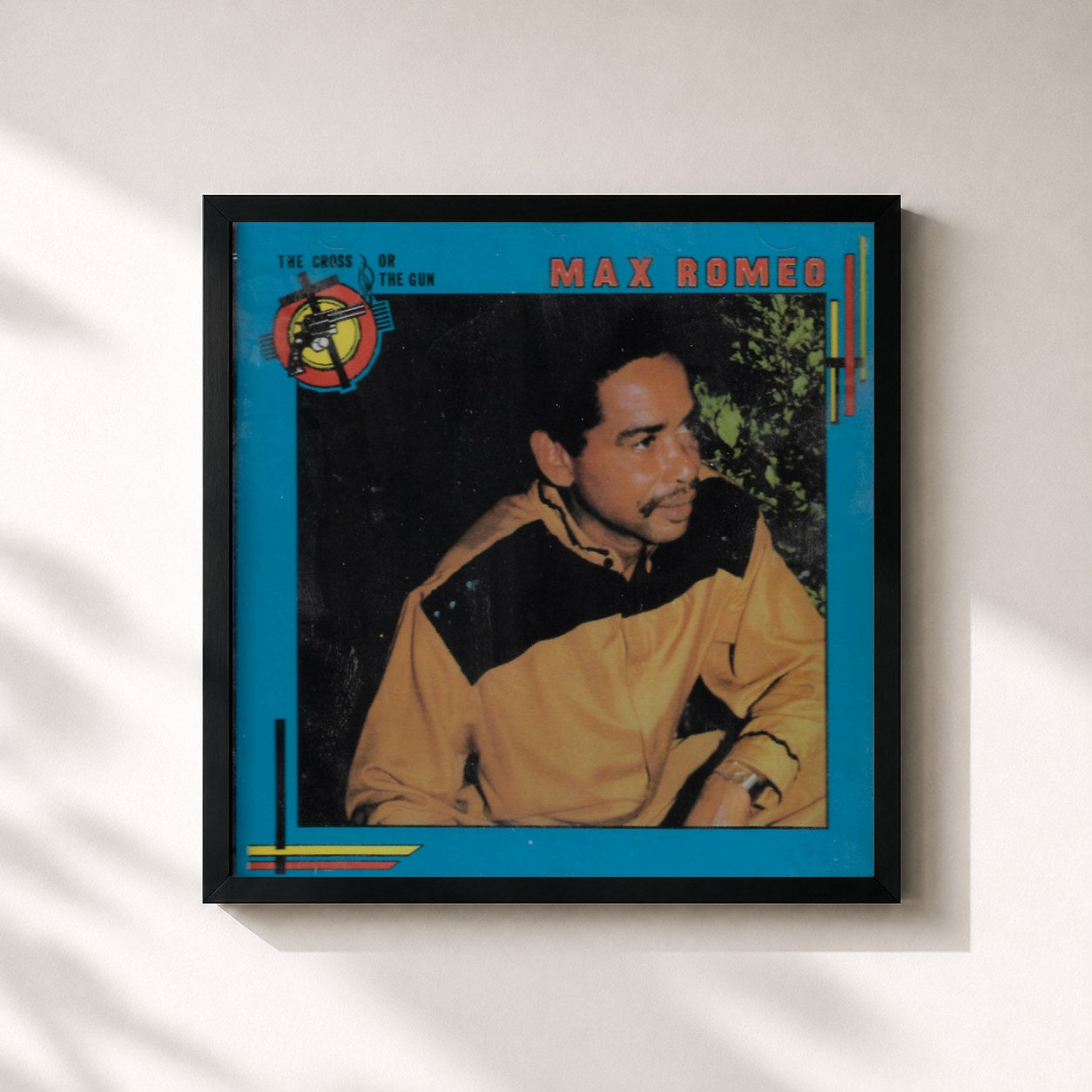 #noir Tableau carré de l'album The Cross Or the Gun de Max Romeo, cadre noir 32x32 cm