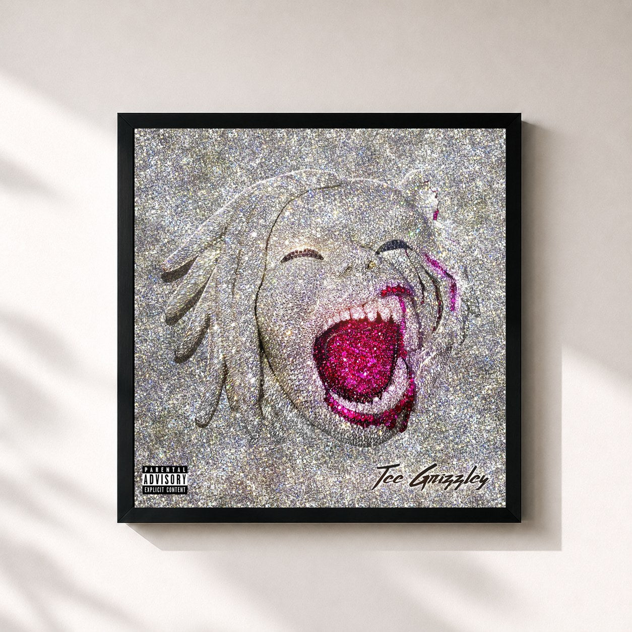 #noir Tableau carré de l'album Half Tee Half Beast de Tee Grizzley, cadre noir 32x32 cm