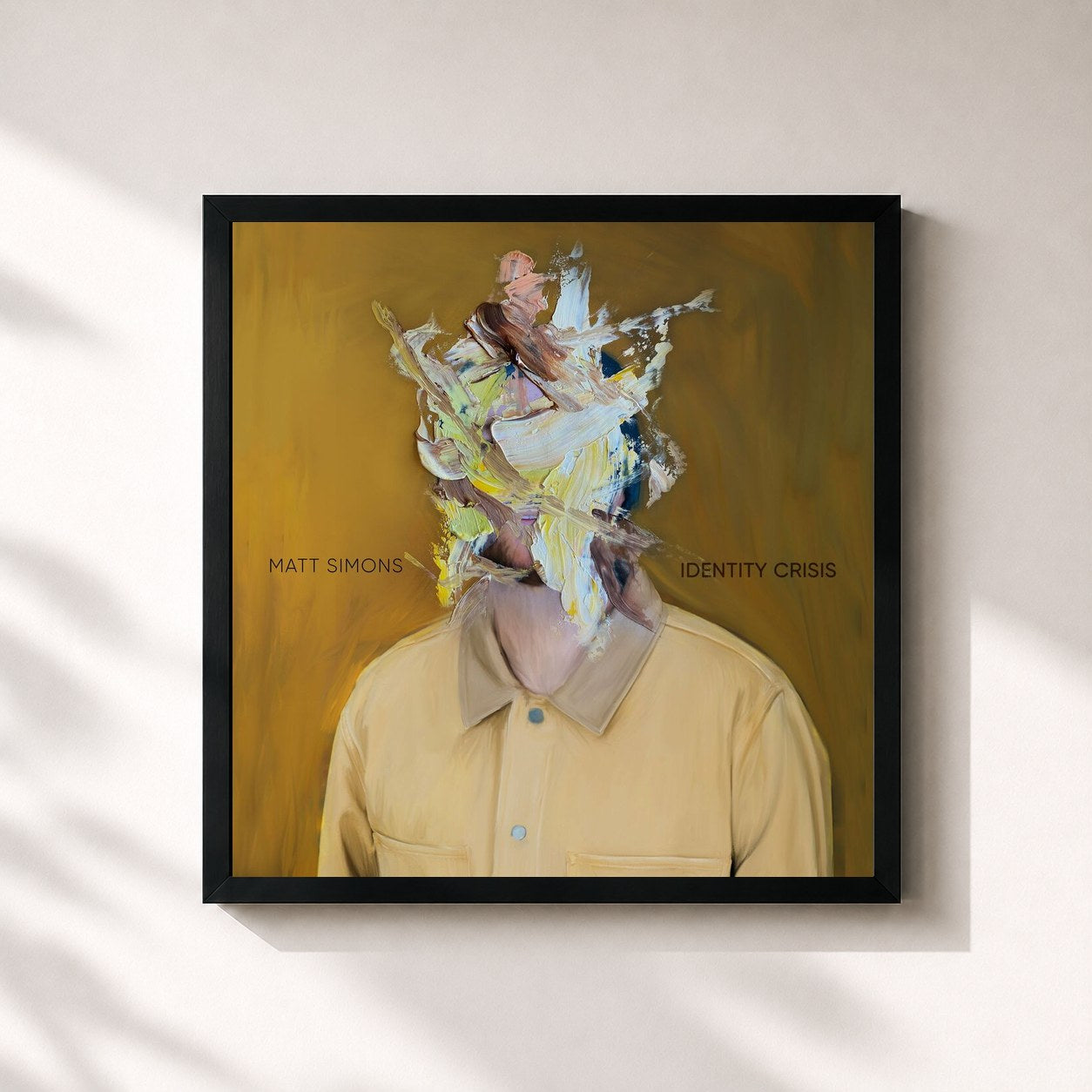 #noir Tableau carré de l'album Identity Crisis de Matt Simons, cadre noir 32x32 cm