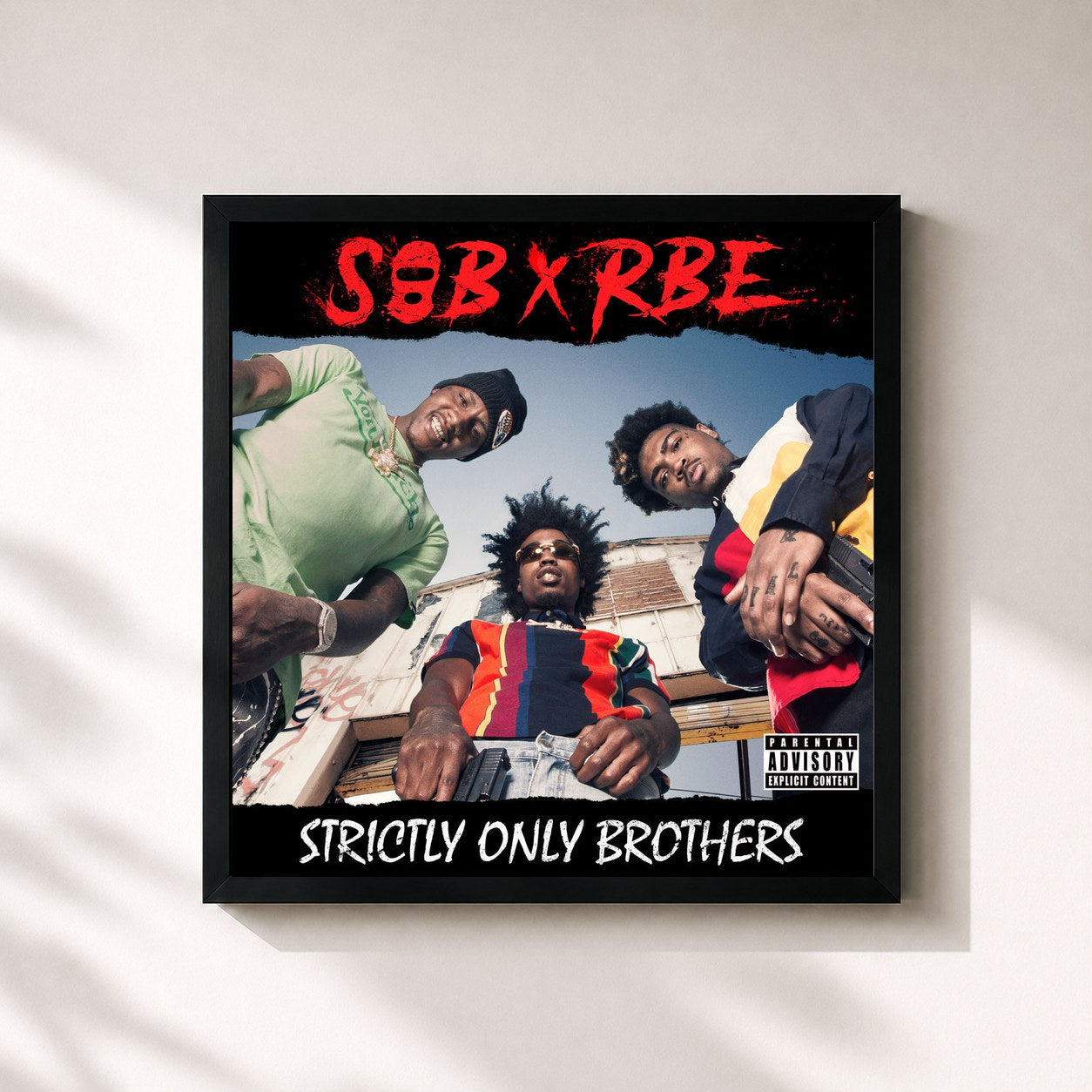 #noir Tableau carré de l'album Strictly Only Brothers de SOB X RBE, cadre noir 32x32 cm
