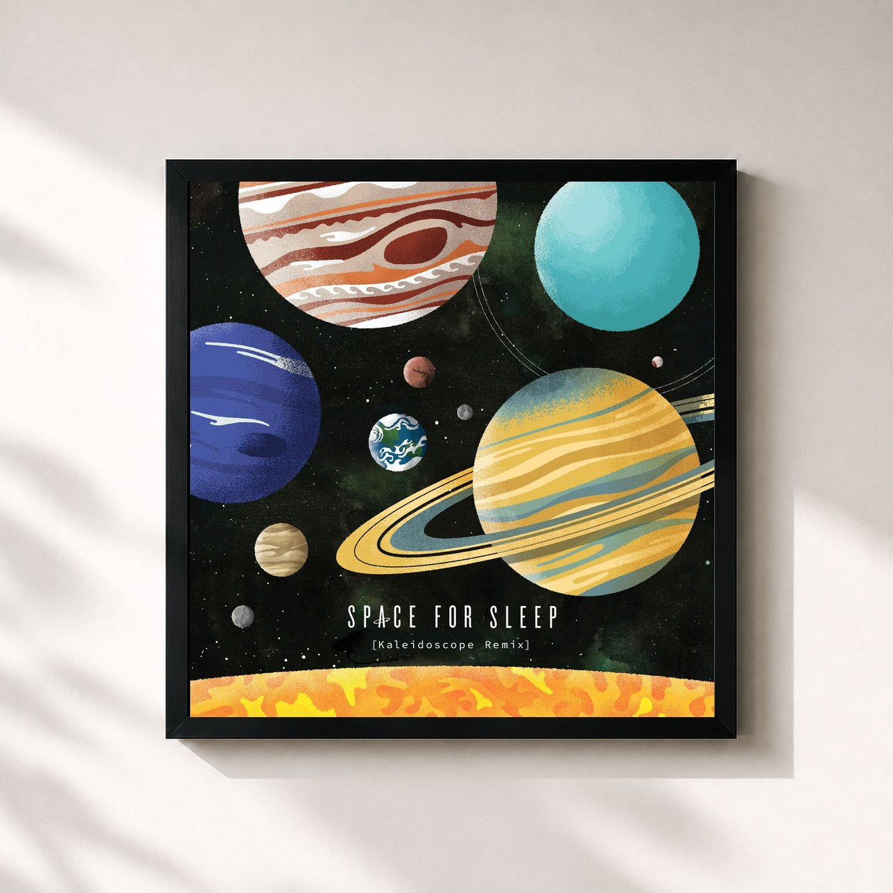 #noir Tableau carré de l'album Space for Sleep (Kaleidoscope Remix) de Sleeping At Last, cadre noir 32x32 cm