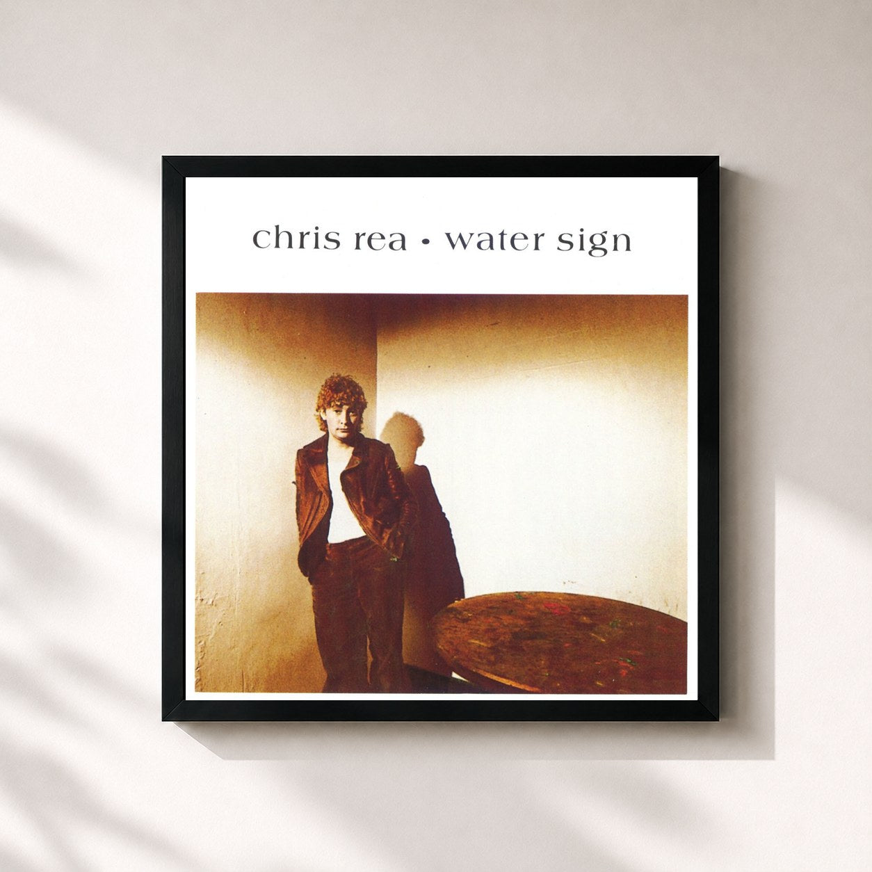 #noir Tableau carré de l'album Water Sign de Chris Rea, cadre noir 32x32 cm