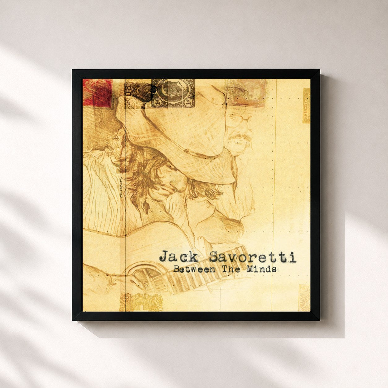 #noir Tableau carré de l'album Between The Minds de Jack Savoretti, cadre noir 32x32 cm