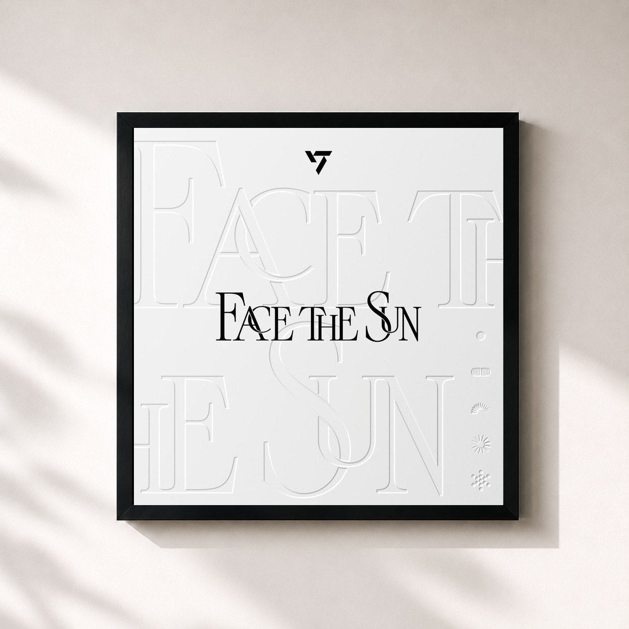 #noir Tableau carré de l'album Face the Sun de SEVENTEEN, cadre noir 32x32 cm