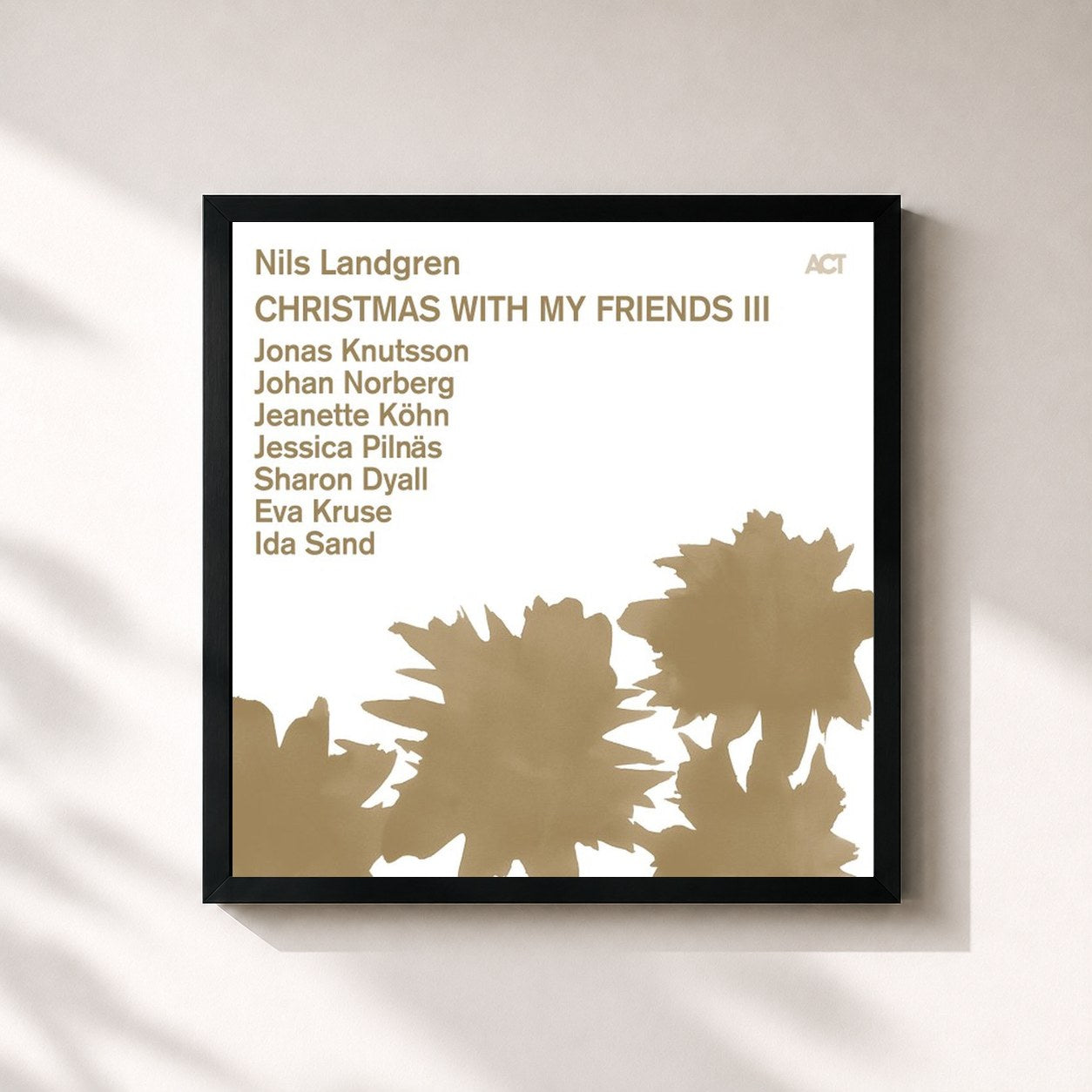 #noir Tableau carré de l'album Christmas with My Friends III de Nils Landgren, cadre noir 32x32 cm