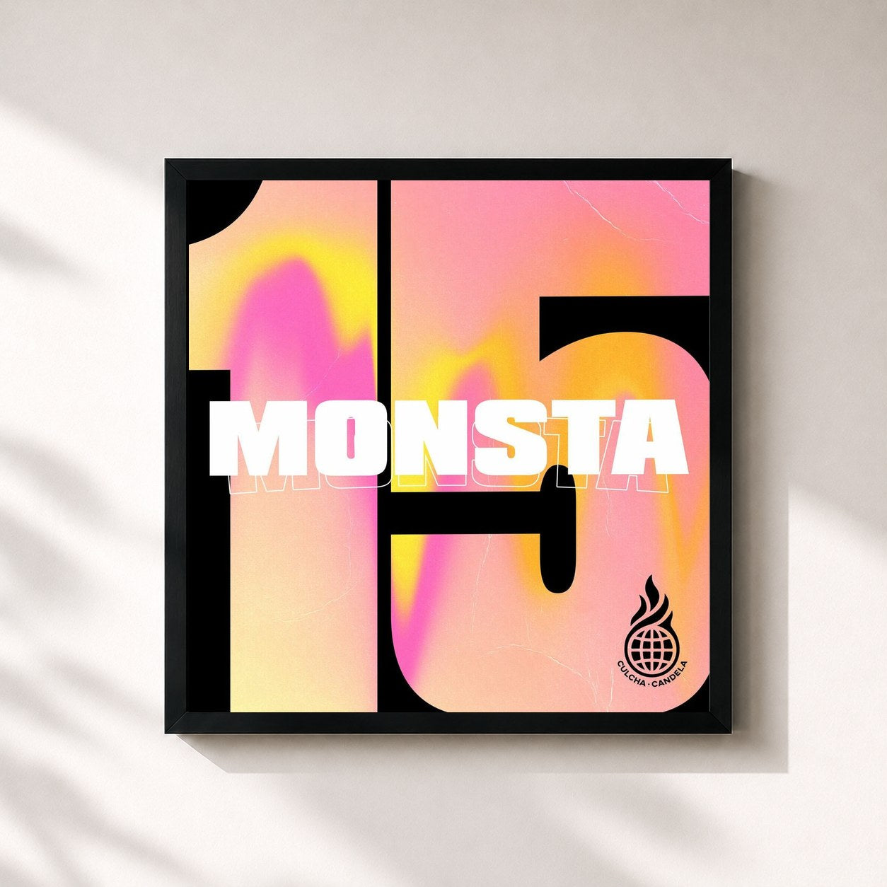 #noir Tableau carré de l'album Monsta 15 de Culcha Candela, cadre noir 32x32 cm