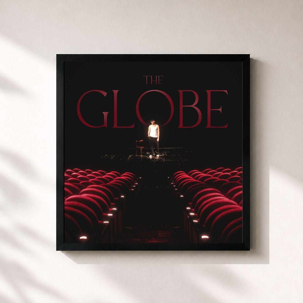 #noir Tableau carré de l'album The Globe de Kid Yugi, cadre noir 32x32 cm
