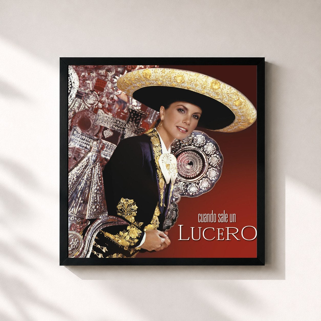 #noir Tableau carré de l'album Cuando Sale Un Lucero de Lucero, cadre noir 32x32 cm