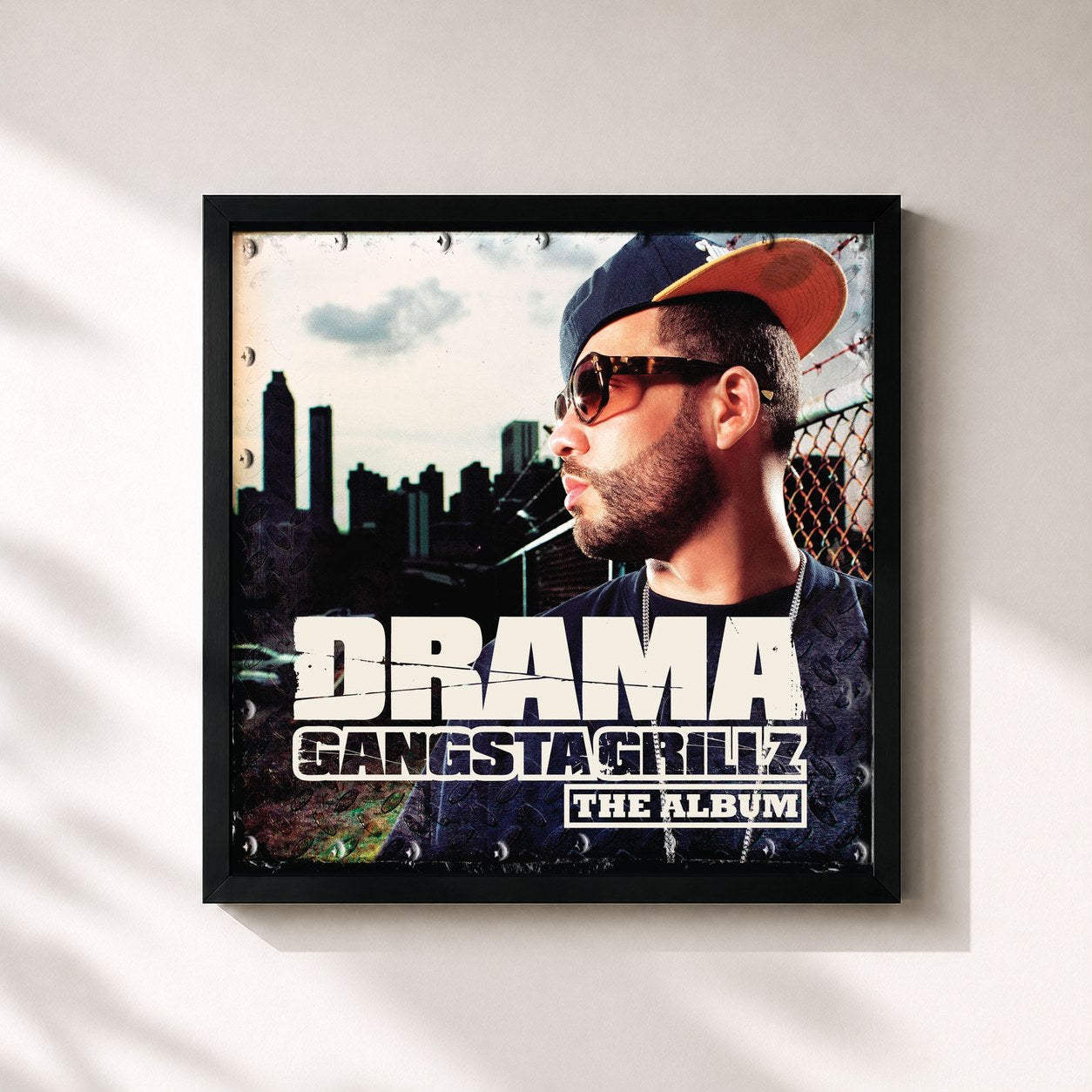 #noir Tableau carré de l'album Gangsta Grillz The Album de Dj Drama, cadre noir 32x32 cm