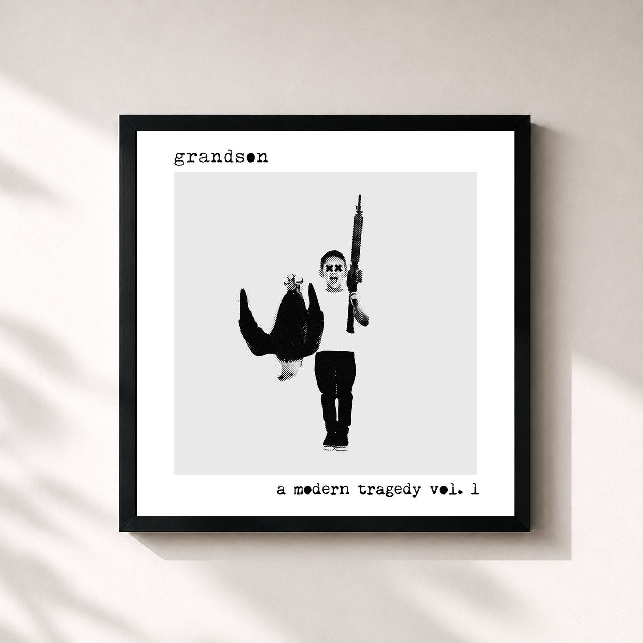 #noir Tableau carré de l'album a modern tragedy vol. 1 de Grandson, cadre noir 32x32 cm