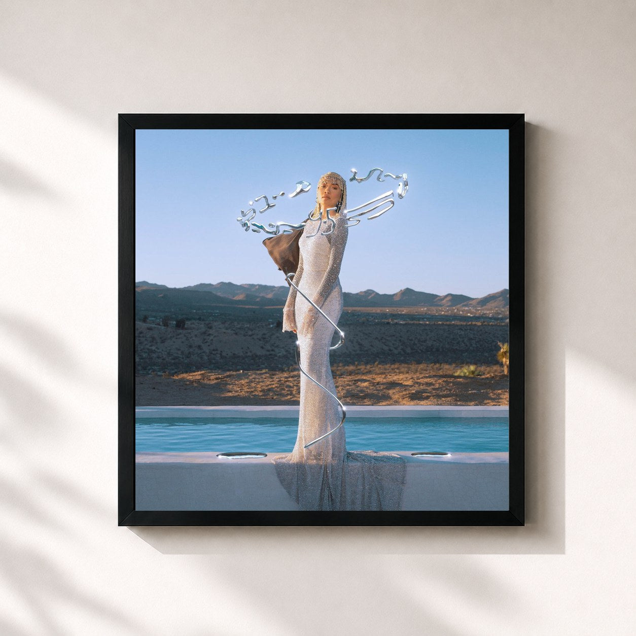 #noir Tableau carré de l'album Y5 de Yuna, cadre noir 32x32 cm