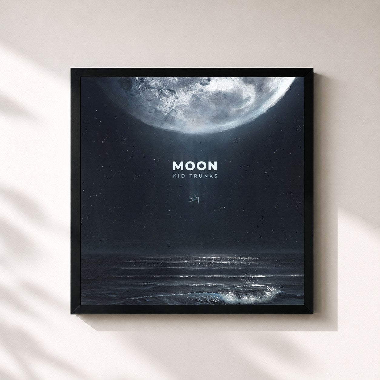 #noir Tableau carré de l'album Moon de Kid Trunks, cadre noir 32x32 cm