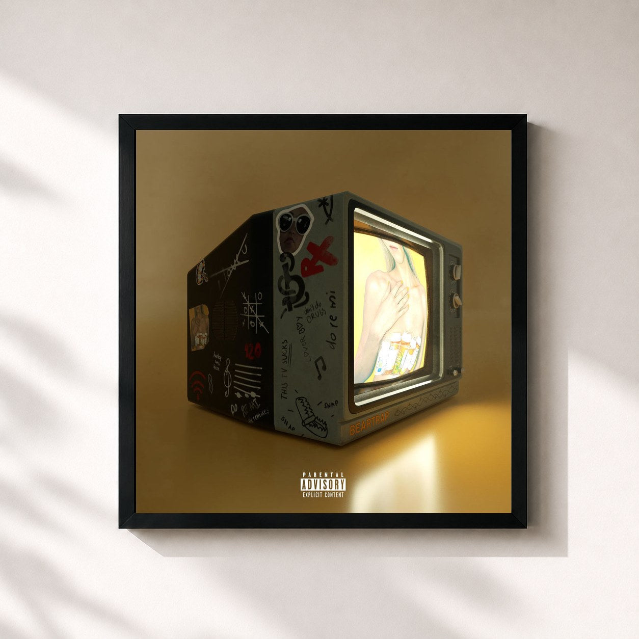 #noir Tableau carré de l'album do re mi X de blackbear, cadre noir 32x32 cm