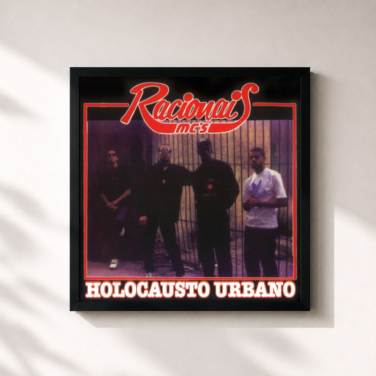 #noir Tableau carré de l'album Holocausto Urbano de Racionais MC's, cadre noir 32x32 cm