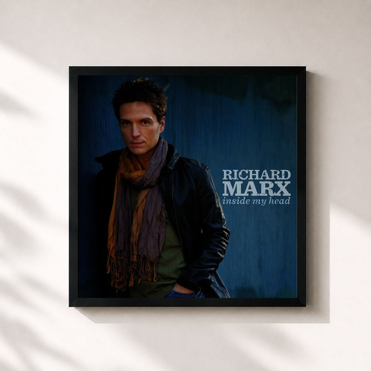 #noir Tableau carré de l'album Inside My Head de Richard Marx, cadre noir 32x32 cm