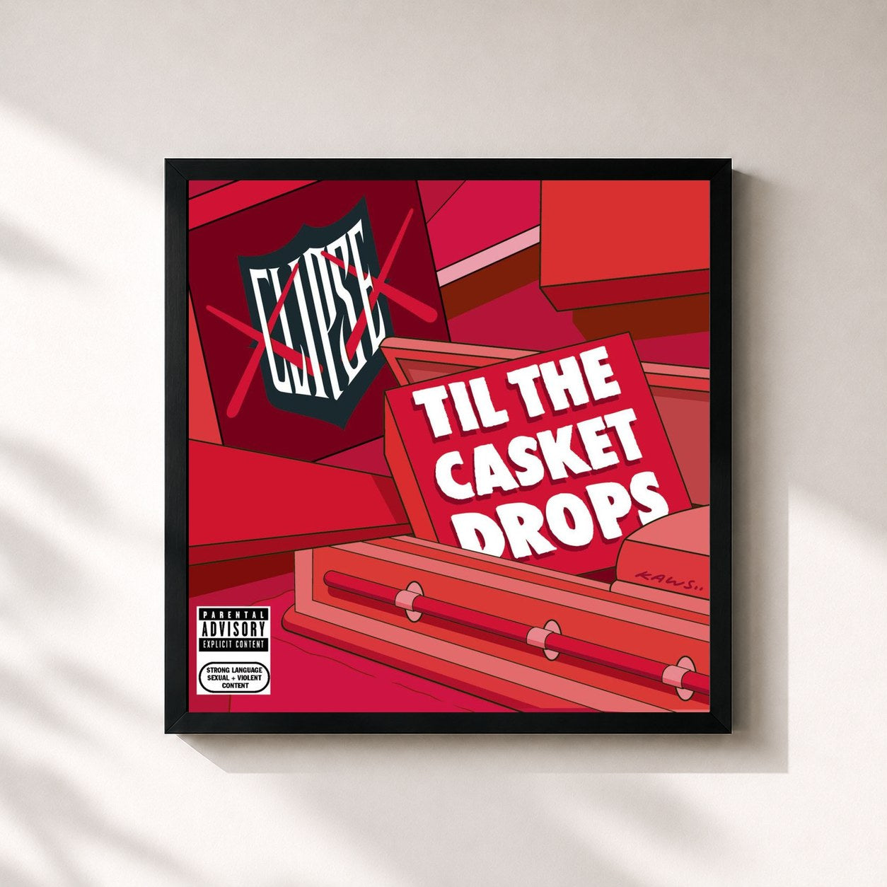 #noir Tableau carré de l'album Til The Casket Drops de Clipse, cadre noir 32x32 cm