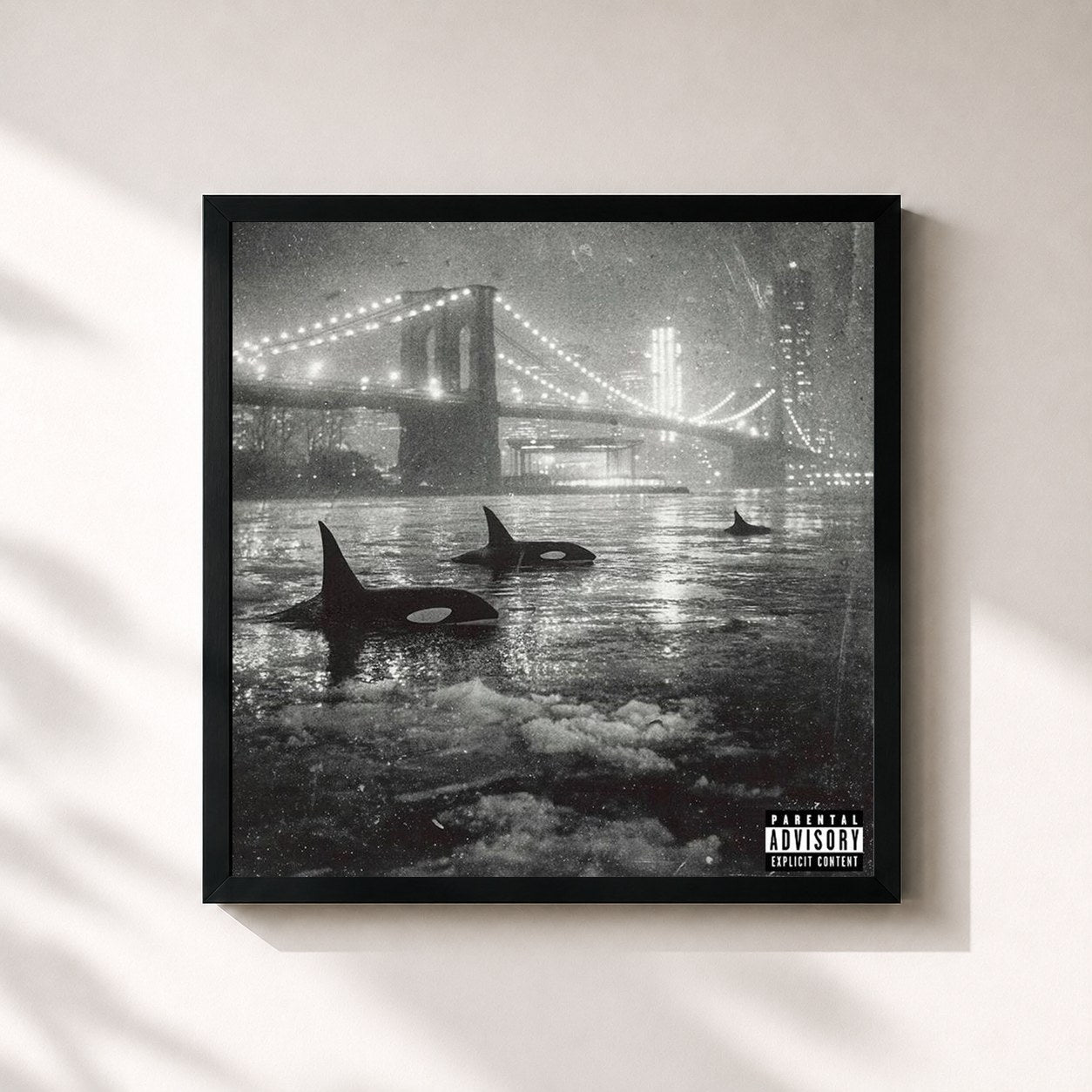 #noir Tableau carré de l'album The Killah Whales Of Gotham 2 de GASHI, cadre noir 32x32 cm