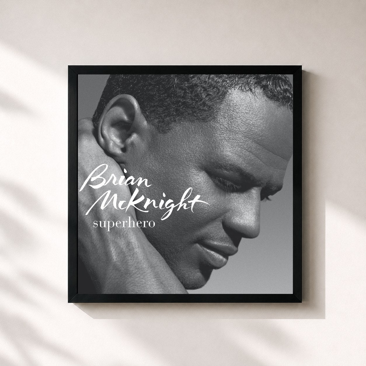 #noir Tableau carré de l'album Superhero de Brian McKnight, cadre noir 32x32 cm