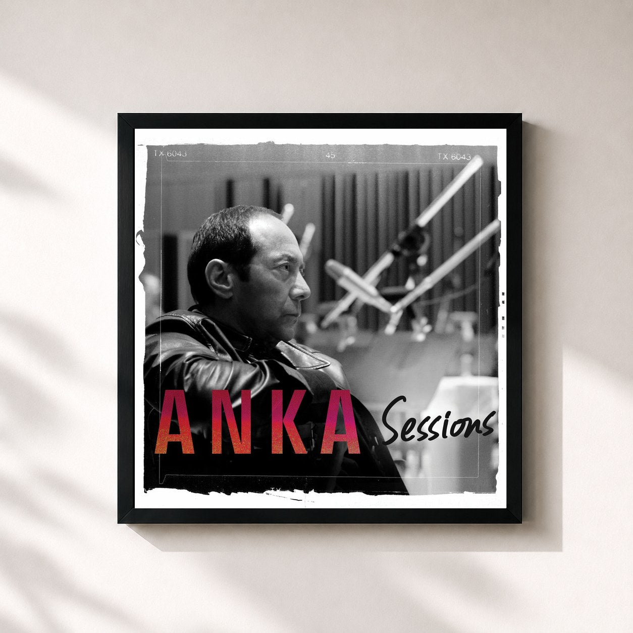 #noir Tableau carré de l'album Sessions de Paul Anka, cadre noir 32x32 cm