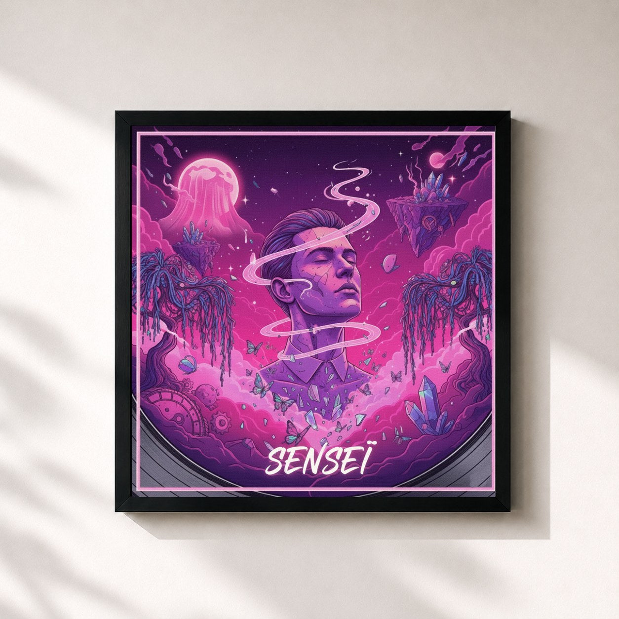 #noir Tableau carré de l'album Sensei (Deluxe Edition) de Overdose, cadre noir 32x32 cm