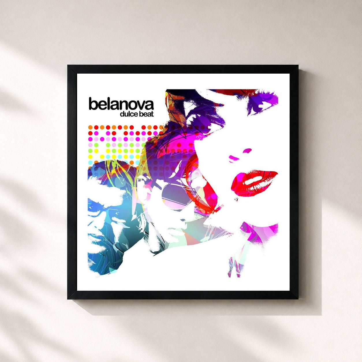 #noir Tableau carré de l'album Dulce Beat de Belanova, cadre noir 32x32 cm