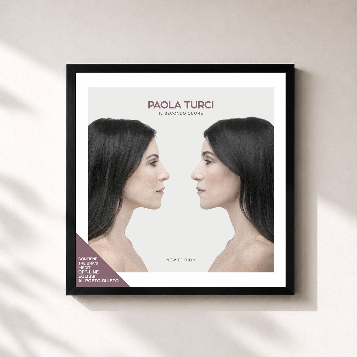 #noir Tableau carré de l'album Il secondo cuore (New Edition) de Paola Turci, cadre noir 32x32 cm