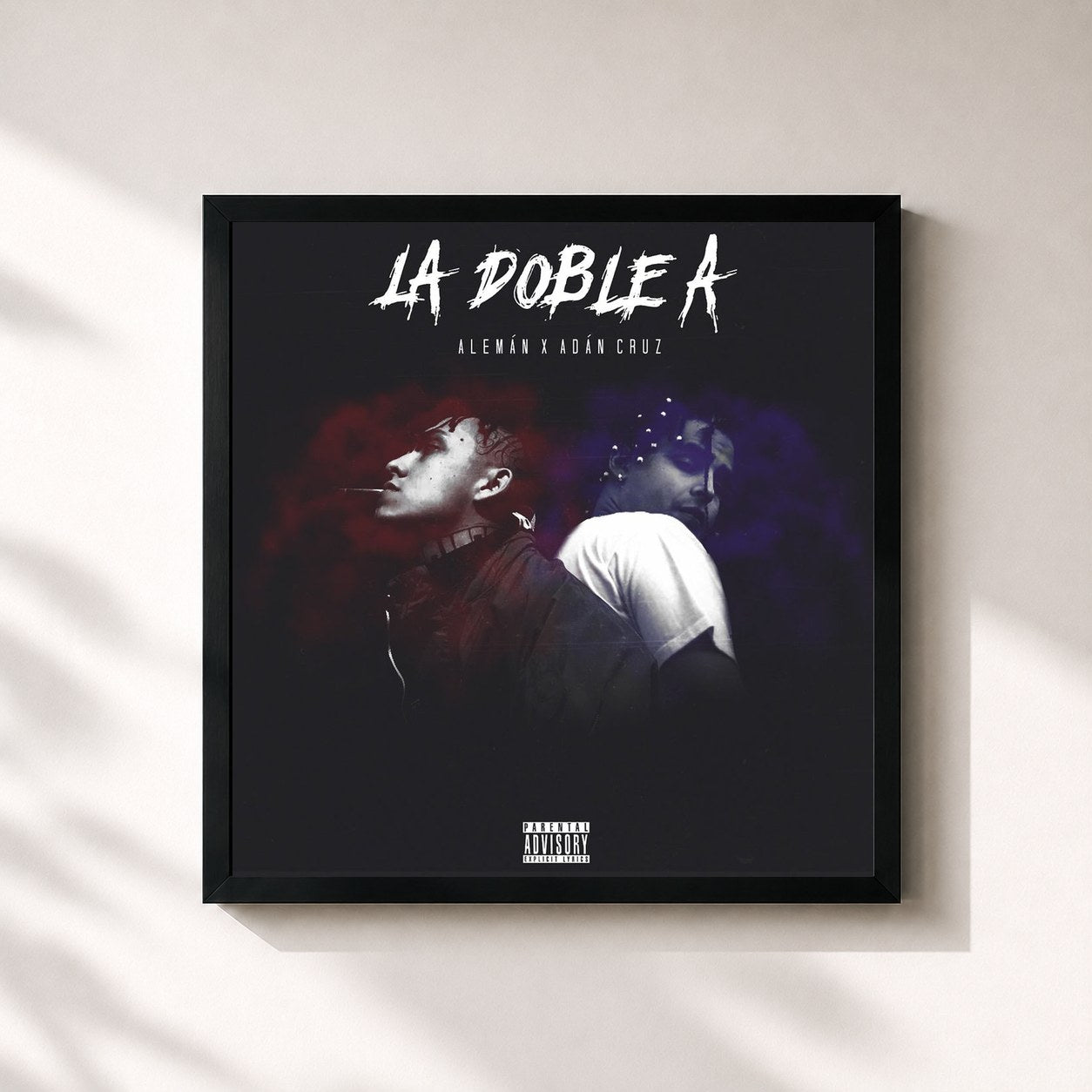 #noir Tableau carré de l'album Doble A de Alemán, cadre noir 32x32 cm