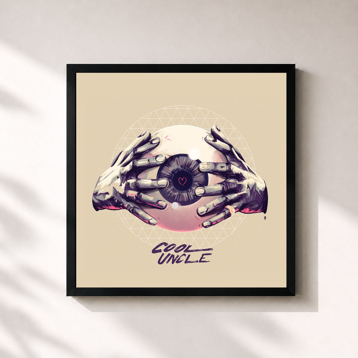 #noir Tableau carré de l'album Cool Uncle de Bobby Caldwell, cadre noir 32x32 cm