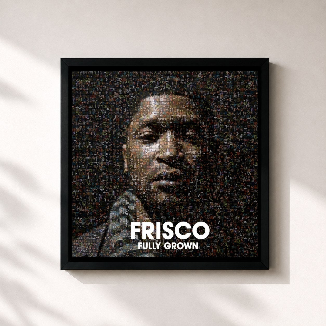 #noir Tableau carré de l'album Fully Grown de Frisco, cadre noir 32x32 cm