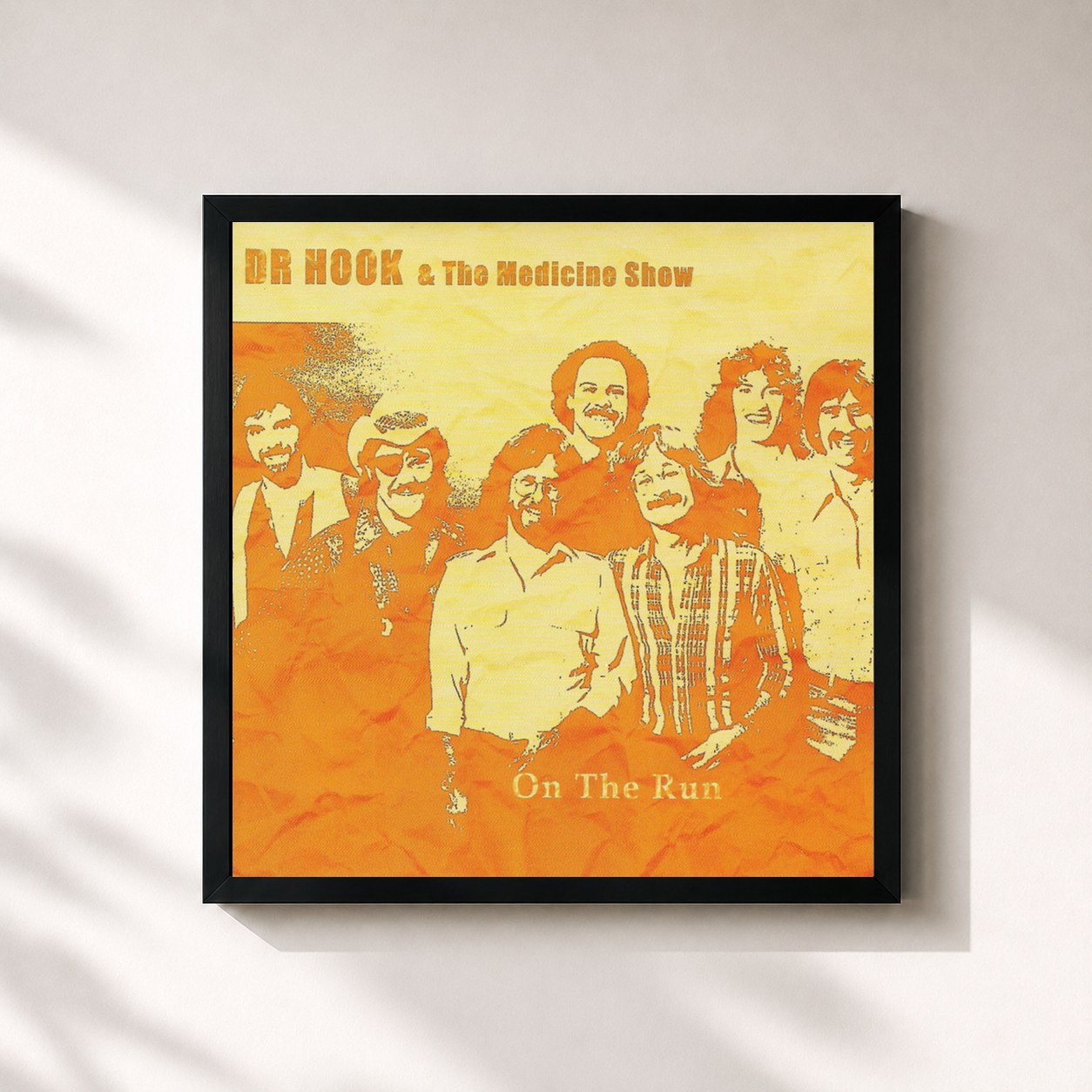 #noir Tableau carré de l'album On the Run de Dr. Hook, cadre noir 32x32 cm