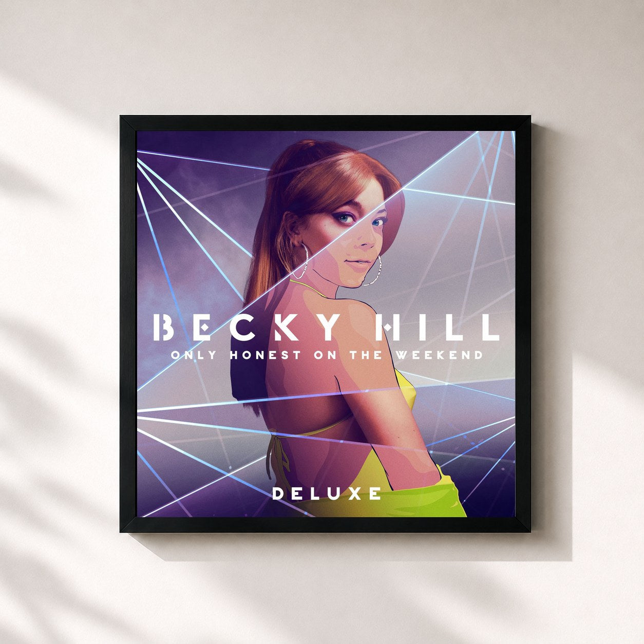 #noir Tableau carré de l'album Only Honest On The Weekend (Deluxe) de Becky Hill, cadre noir 32x32 cm