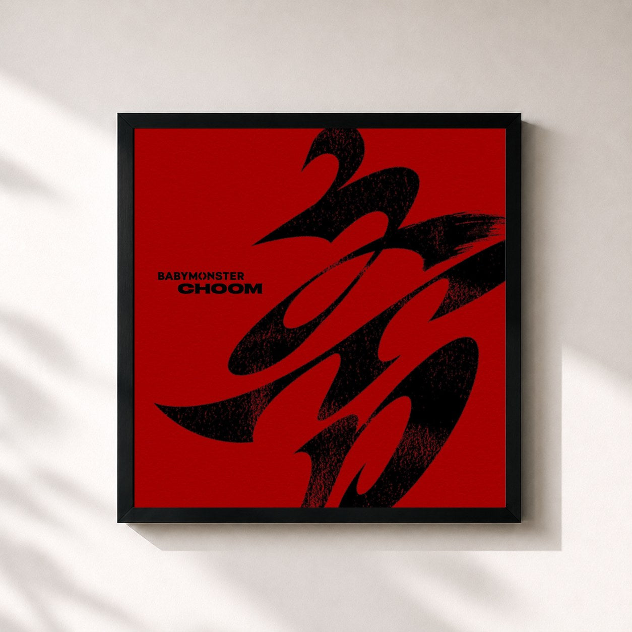 #noir Tableau carré de l'album 춤 (CHOOM) de BABYMONSTER, cadre noir 32x32 cm