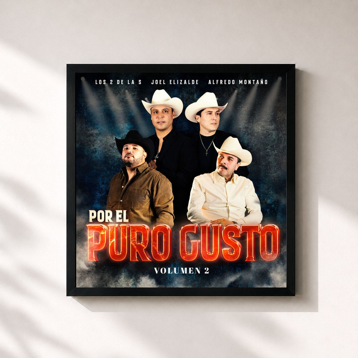 #noir Tableau carré de l'album Por El Puro Gusto Vol. 2 de Los 2 de la S, cadre noir 32x32 cm