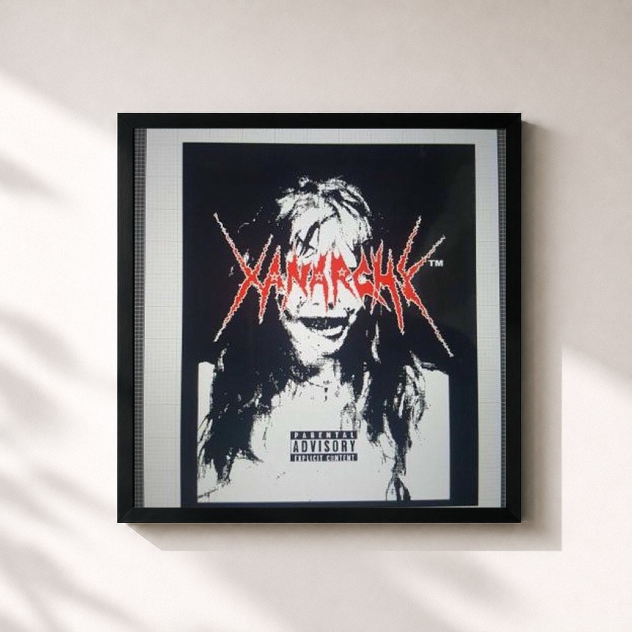 #noir Tableau carré de l'album Xanarchy de Lil Xan, cadre noir 32x32 cm