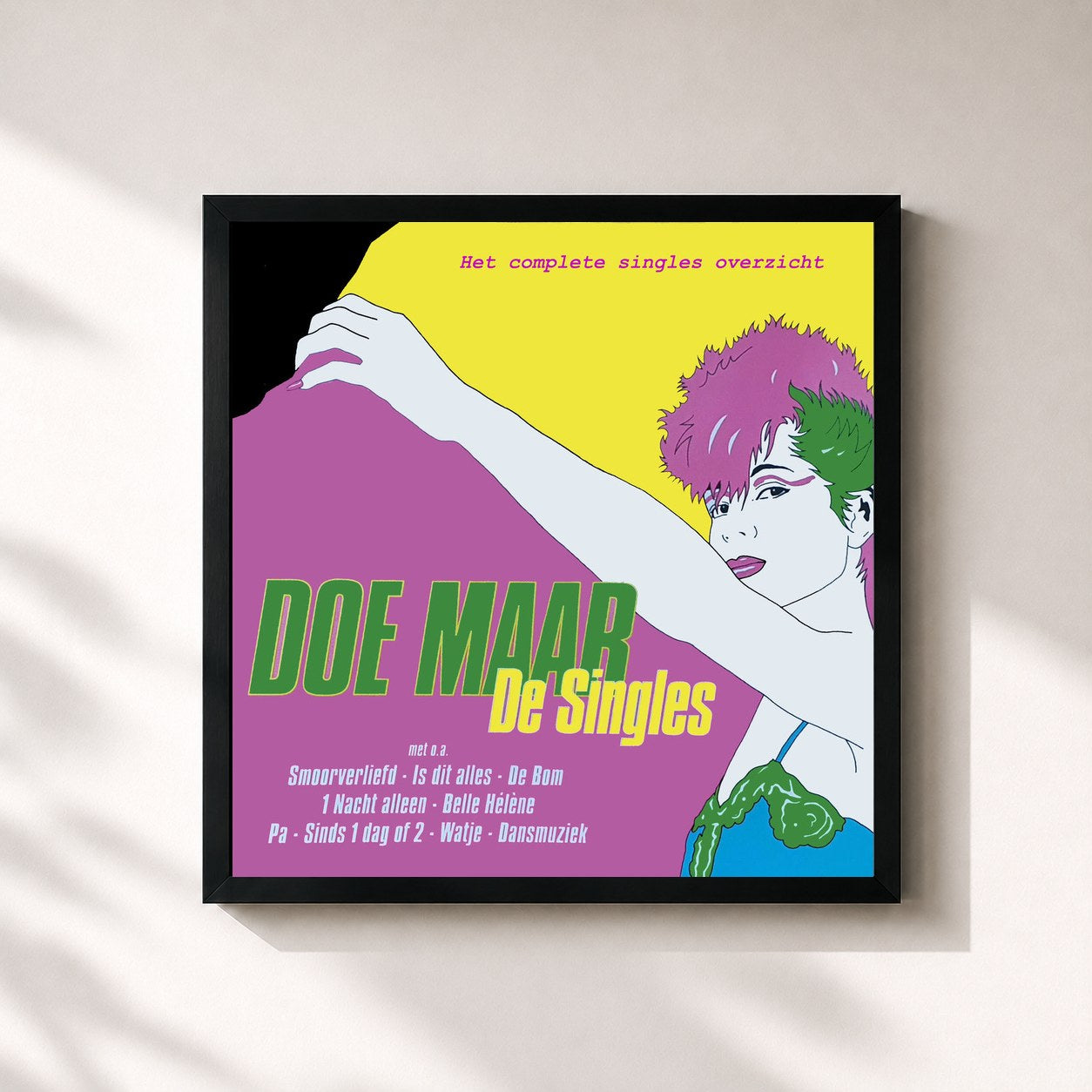 #noir Tableau carré de l'album Doe Maar - De Singles (Het Complete Singles Overzicht) de Doe Maar, cadre noir 32x32 cm