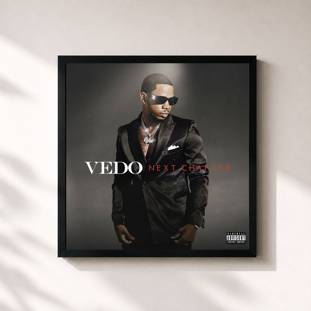 #noir Tableau carré de l'album Next Chapter de Vedo, cadre noir 32x32 cm